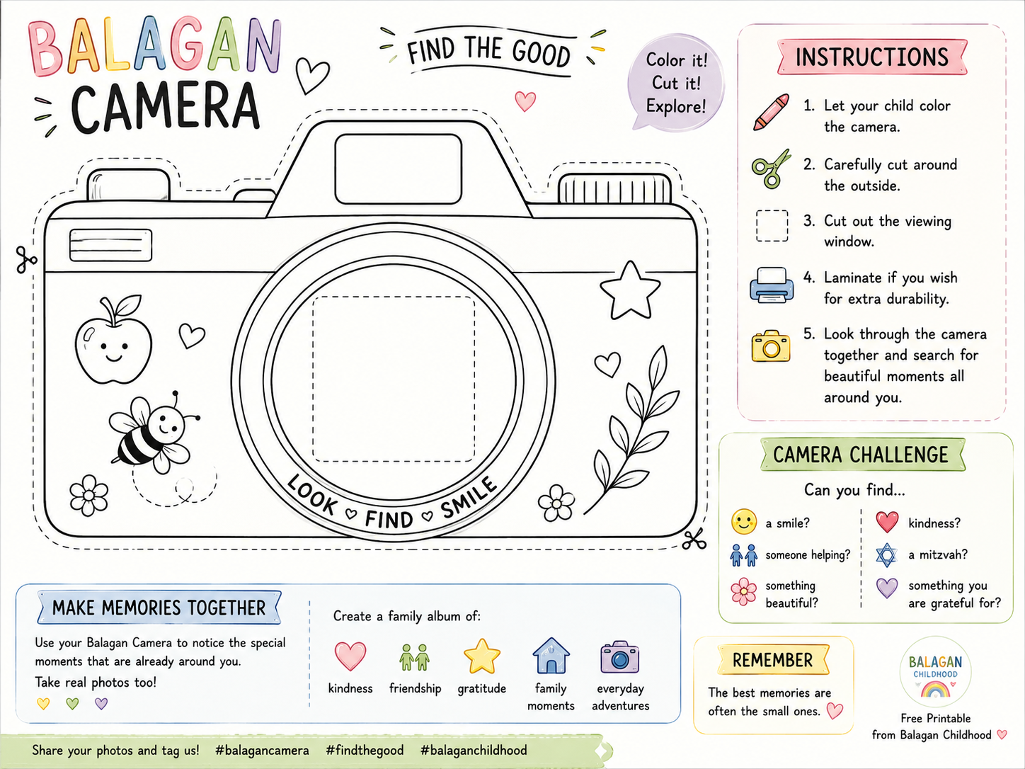 Balagan Camera printable — a colouring camera to find the good around you